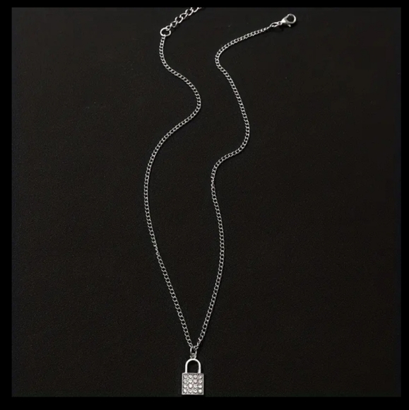 Silver Lock Pendant Necklace - Picture 3 of 5